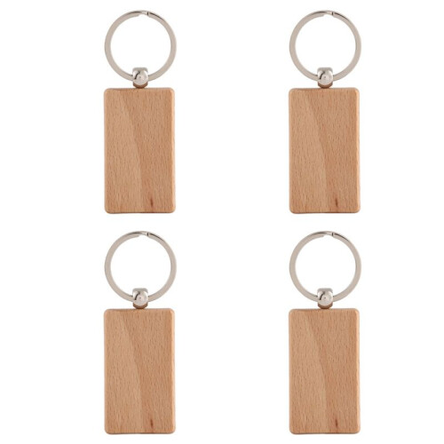 400 Blank Wooden Keychain Rectangular Engraving Key ID Can Be Engraved DIY