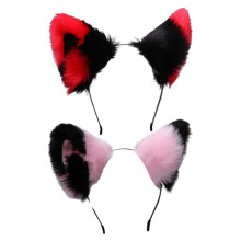 Lange vossenoren, zachte nepbonten cosplay-hoofdband voor Halloween-kostuumfeesten, schattige verstelbare hoofdband met kattenoortjes en belletjes