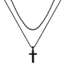 Collana con pendente taglio diamante per uomo, gioielli impermeabili senza nichel e piombo con catena a spiga liscia e solida, maglia cubana a strati