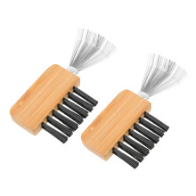 2Stk Beige Reinigungsbürste Metall-Holz Für Haarbürsten Und Kämme