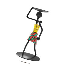 Figurine de dame Tribal africaine en fer, bougeoirs-Type A