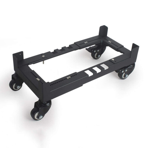 Adjustable Metal CPU Tower Stand with Locking Caster Wheels, SpaceSaving Desktop Computer Holder, Black Small