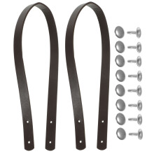 2 stuks 60 cm PU-leer handtasgrepen met noppen, donker koffiekleur