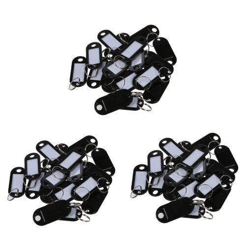 60 Pcs Key ID Label Tags Split  Keyring Keychain Black