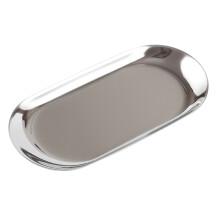 Edelstahl Tablett Silber Oval Schmuck Snack Ablage Spiegelglanz