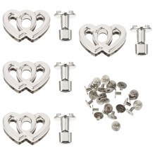 4Stk Herz Schloss Handtaschen Zubehör Metall Drehverschluss Silber