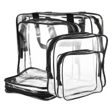 5Stk Klare Kosmetiktaschen PVC Wasserdicht Makeup Organizer Schwarz