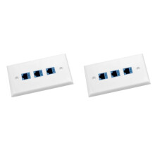 2Pack 3-Port Ethernet Wall Plate, RJ45 Wall Plate with RJ45 Inline Coupler Insert,Cat6 Jack Wall Plate