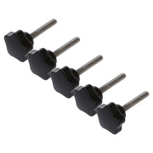 5pcs M8 x 50mm Thread Replacement Star Hand Knob Tightening Screw Black Silver Tone