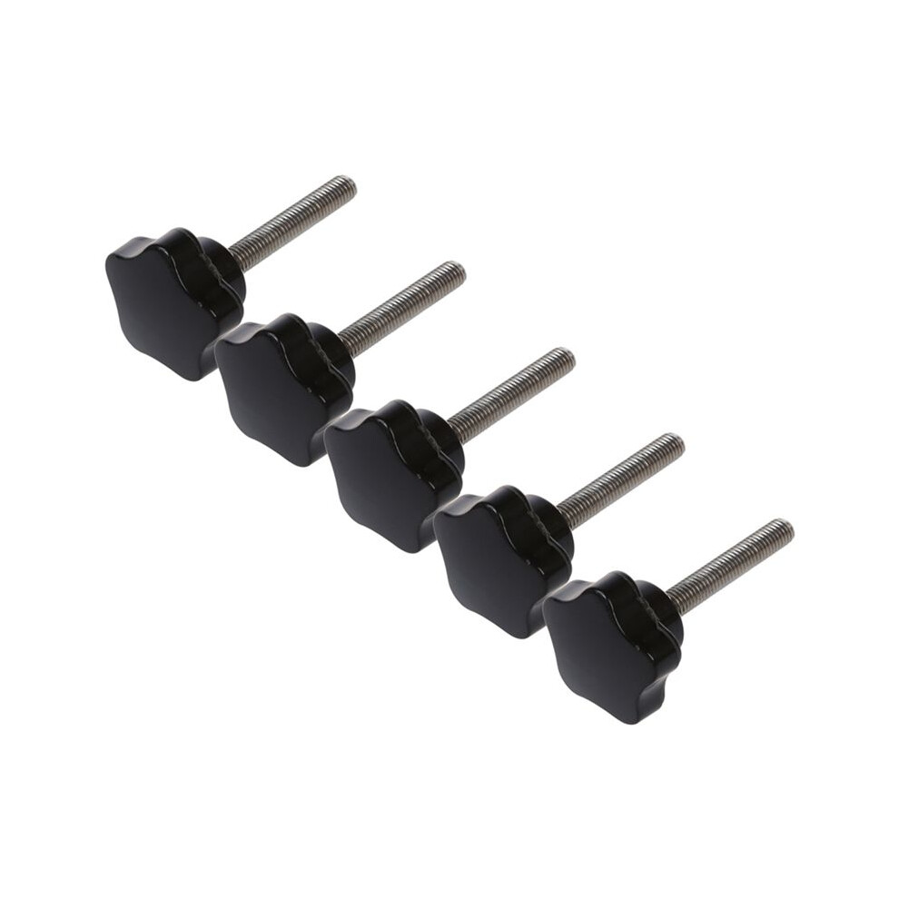 5Pcs M8 X 50Mm Thread Replacement Star Hand Knob Tightening Screw Black Silver Tone 6034215284126
