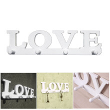 holzhaken mit love-schriftzug, weiß, für wohn-, schlaf-, esszimmer & bad