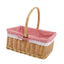 1Stk Portabler Deko-Korb Aus Bambus Pink Für Zuhause Und Picknick