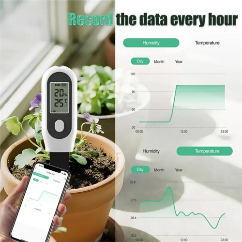 Tuya Zigbee Soil Moisture Sensor 3 in One Humidity Temperature Sunlight Meter Screen/APP Control for Plants Pots Garden 2