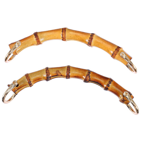 2 piezas de asas de bambú para bolso, con uniones, bricolaje