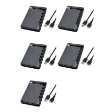 5Stück 2,5-Zoll--auf-USB3.0-Festplattengehäuse, Mobile Festplattengehäuse für SSD, Externe Speicher-HDD-Box mit USB3.0-Kabel