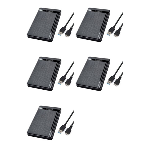5X Gabinete de HDD  de 2,5 Polegadas para USB 3.0, Gabinetes para Disco Rígido Móvel para SSD, Caixa de Armazenamento Externo HDD com Cabo USB 3.0