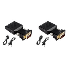 2X Adaptateur Convertisseur VGA Vers Compatible avec Convertisseurs Audio et Alimentation AV pour PC, pour PS4/pour PS5, Décodeur, TV, Moniteur B