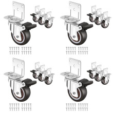 Side Mount Casters,Casters Set of 16 with Brake,L-Shape Plate Small Wheels for Furniture,Cabinet Casters,1 in(L-Shape)