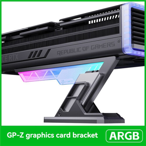 GP-Z  Card Holder ARGB Desktop Aluminum GPU Bracket, 75-125mm Height Adjustable Support M/B AURA SYNC Black