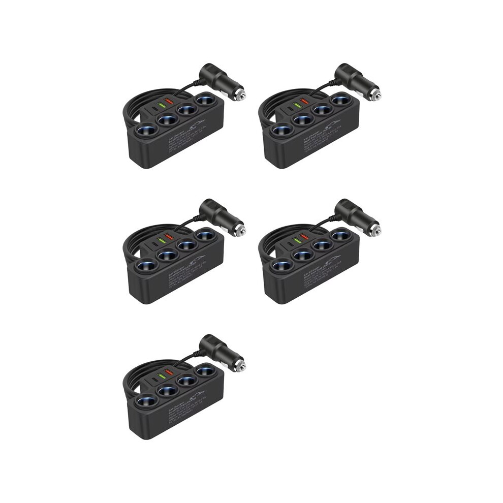 5X 4-Socket Cigarette Lighter Splitter 12V-24V Phone Power Adapter 120W Qc3.0+Pd3.1a Car Cigarette Lighter Socket Plug 6033241004661