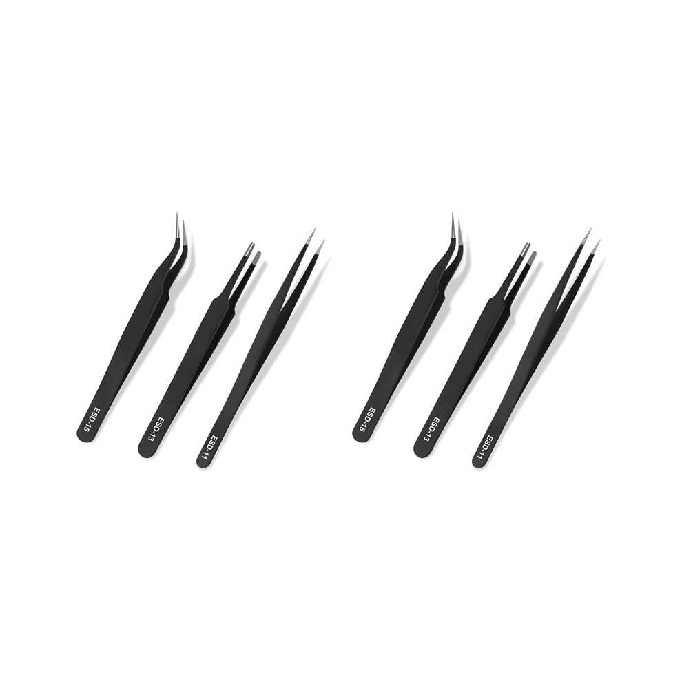 Precision Tweezers Set,Upgraded Anti-Static Stainless Steel Tweezers, For Electronics Repair, Model Building 6Pcs 4712778482082