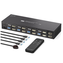 4K120Hz -Compatible KVM  2 Monitors 4 Computers 8K60Hz EDID Emulation 4 Port Dual Monitor KVM Switches EU