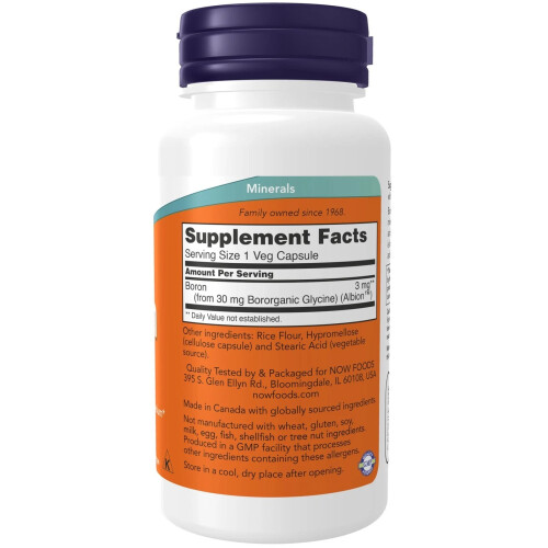 NOW Foods NOW Boron 3 mg 100 Capsules 2