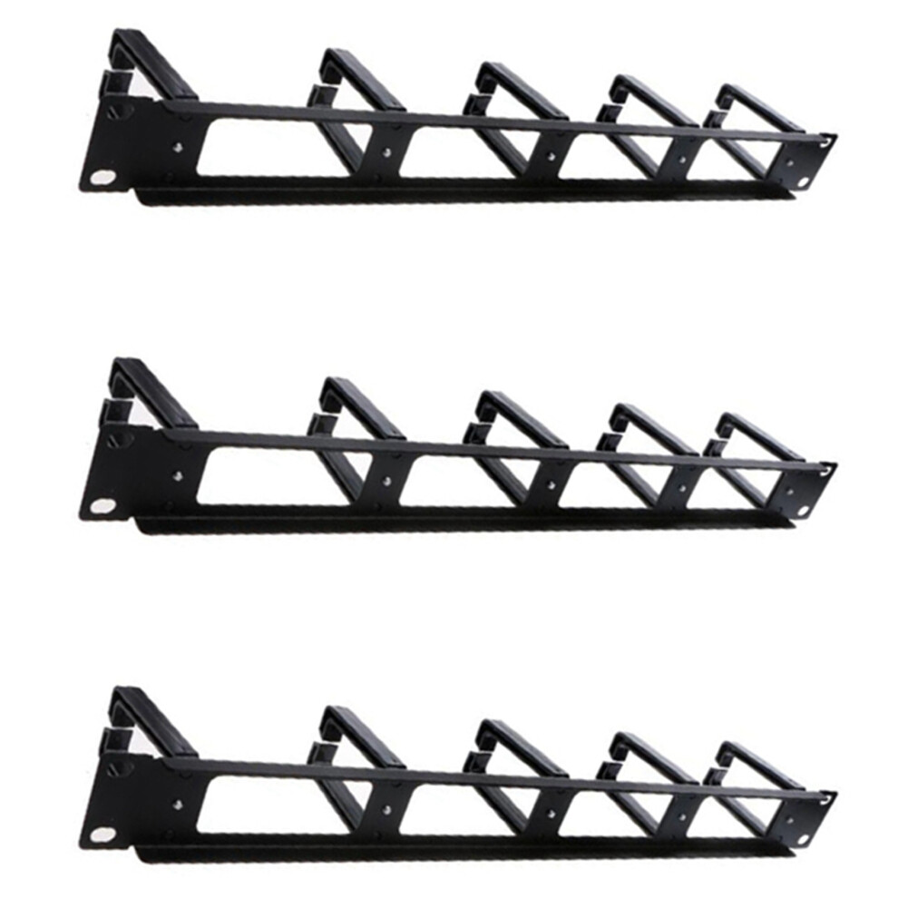 3X 19 Inch 1U Rack Cabinets Cable Management Network Organizer Hollow Metal Base Five Ring Detachable Wire Manager Frame 6033833542311