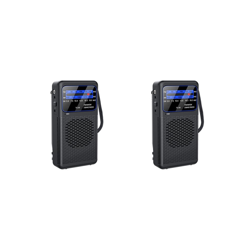 2X Tg-88 Portable Am/Fm/Sw Radio Pocket Radio With Led Flashlight Small Radio For Outdoor Camping For Seniors Elderly 6032471962581