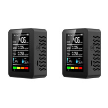 2X Monitor Jakości Powietrza 5 w 1 Detektor Jakości Powietrza Detektor CO2 HCHO TVOC Tester LCD Temperatura Wilgotność Czarny