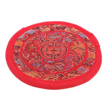 16cm Red Tibetan Singing Bowl Cushion for Meditation, Round Buddha Sound Bowl Pillow Pad 1Pc
