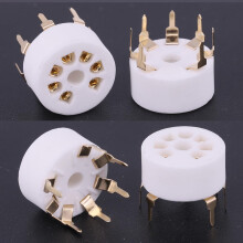 10PCS 7 Pin Ceramic Tube Socket GZC7YBG Gold Plated Contacts for Vacuum Tube Amplifier DIY PCB Mount