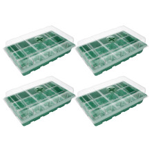 1 Set 4Pcs 15 Holes Breathable Plastic Garden Propagator Trays Green
