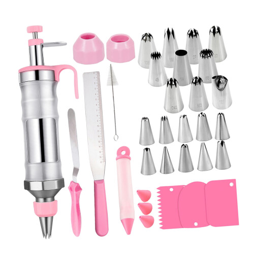 Multifunctional 34 Piece Cookie Decorating Set With-pink