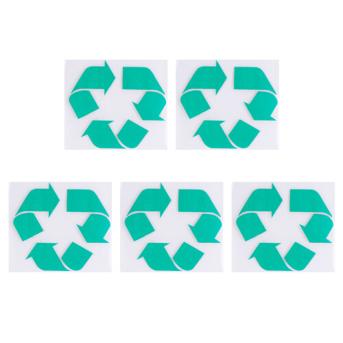 5Pcs Green Recyclable Sign Stickers Self-Adhesive Trash Bin Decals
