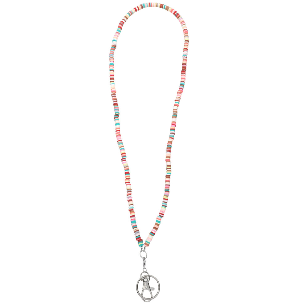 2 Pcs Polymer Clay Lanyard Beaded Necklace Key Chain 034170808302