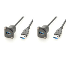 2X Cable de Extensión USB 3.0 Tipo D Macho A Hembra Cable Convertidor de Montaje en Panel XLR Tipo A Cable Acoplador de Brida de Chasis USB A