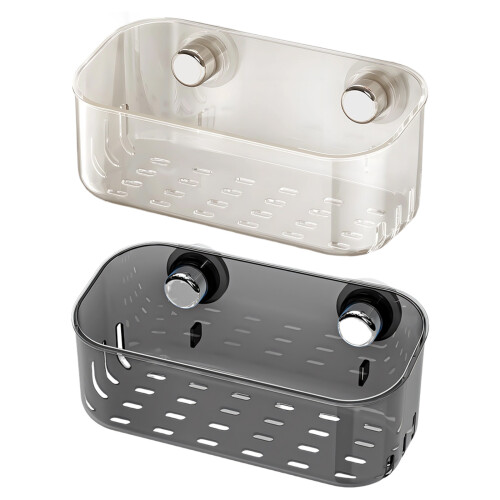Sturdy Plastic Sink Shelf With Strong Adhesive Pads Keep-Gray 1