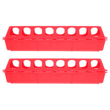 2Pcs Practical Red PP Bird Cage Feeders Anti-Spill Poultry Troughs
