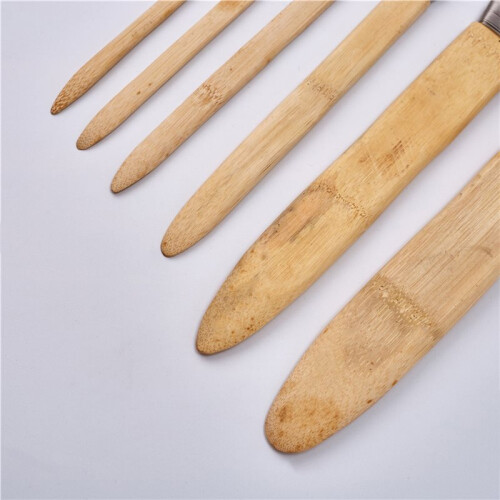6Pcs Pottery Sculpting Tools Set with Bamboo Handle and Toothed Metal Scraper Clay Sculpting Tools 2