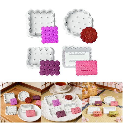 Round Floral Edges Cookie Press Molds Set Japanese Style Baking 1