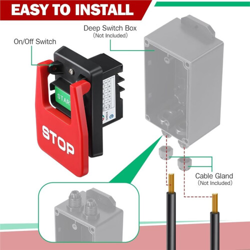 2er-Pack 120/230 V Einphasen-ein/Aus-Schalter, Sicherheits-Wippschalter 1