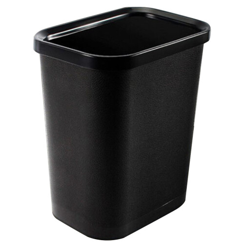 2Pcs Black Plastic Trash Can Simple Durable Waste Bin for Home Office