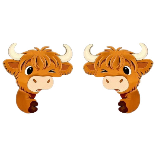 Autocollant mural en forme de vache de haute terre,-2 A 1