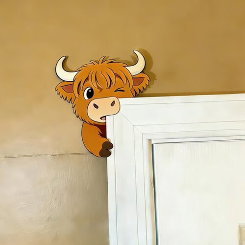 High Land Cattle Peeking Wall Art Sticker Creative-1 A 2
