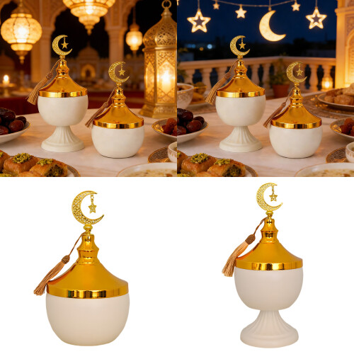 Pot de rangement décoratif en fer, élégant Ramadans,-S Blanc 2