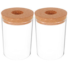 2Pcs Transparent Glass Hydroponic Plant Vases with Cork for Home Desk