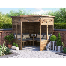Corner Garden Arbour with Glazed Panels, W2.1m x D2.1m / W7' x D7', Pressure Treated, Apocallipo - Dunster House