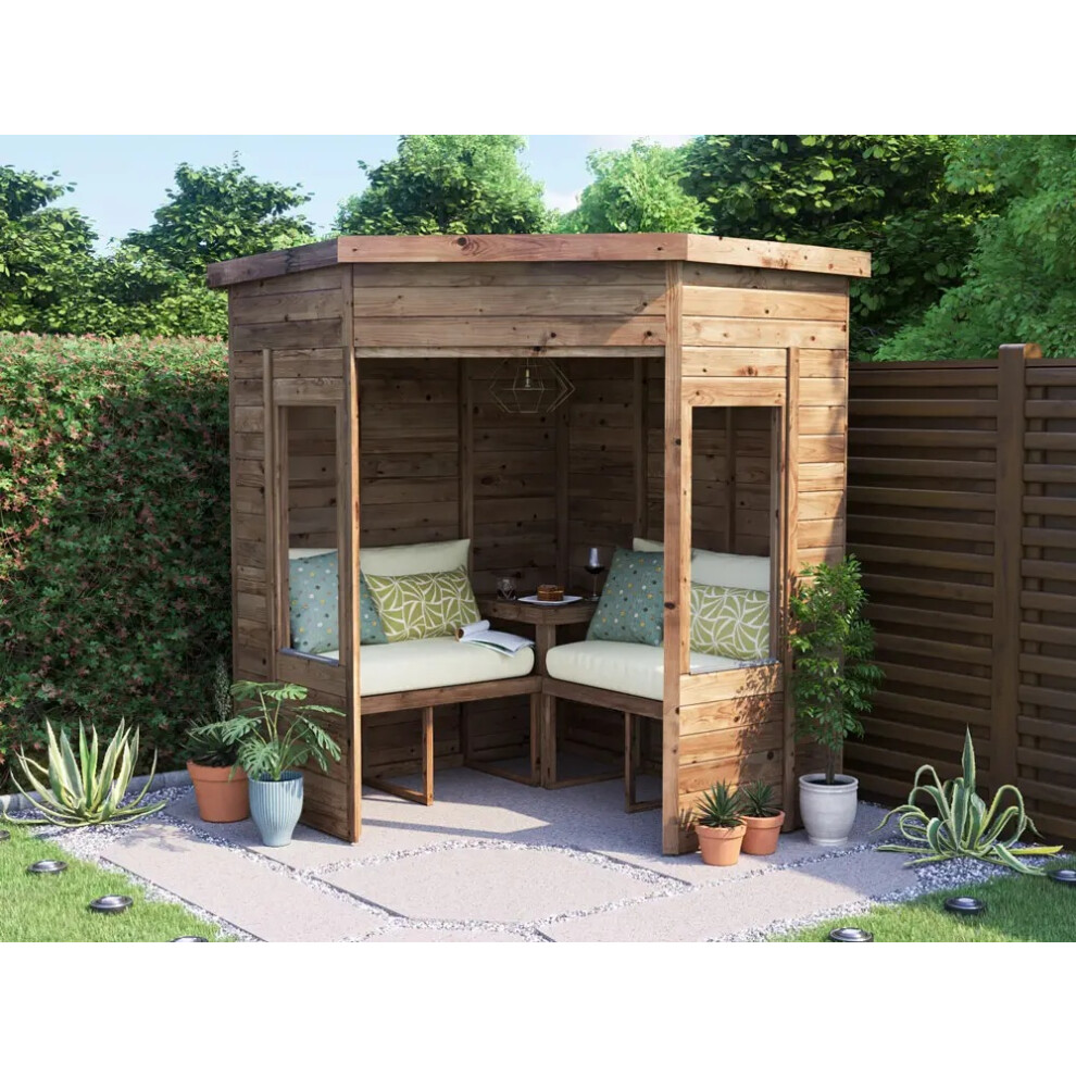 Dunster House Garden Corner Arbour With Glazed Panels, W1.8m X D1.8m / W6' X D6', Pressure Treated, Apocallipo