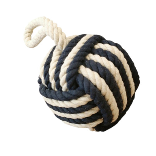 Functional Decorative Door Stop Cotton Linen-dark blue white